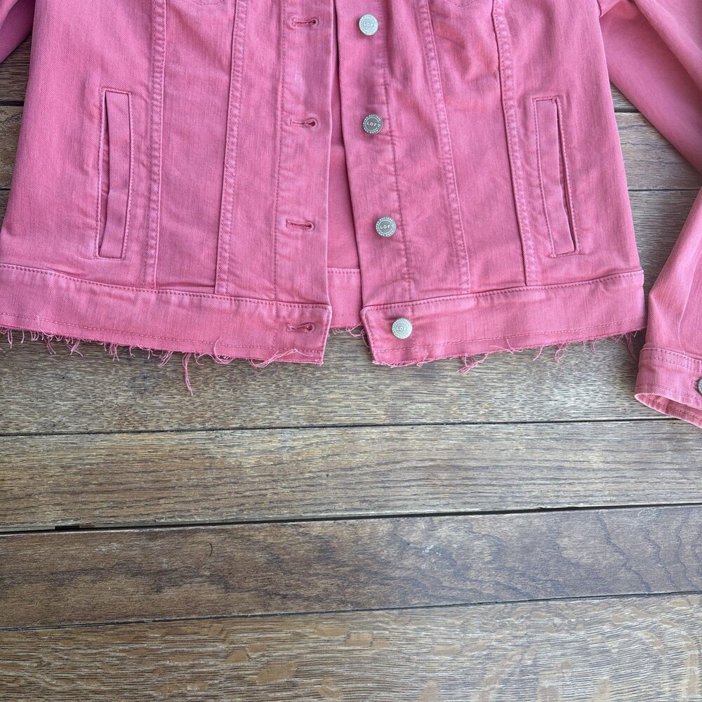 Loft faded red jean jacket women size medium - Picture 6 of 7